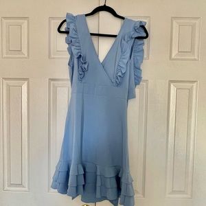 NWT Never Worn Light blue fitted dress, open tie back